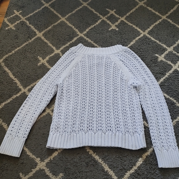 J. Crew Wide-neck beach sweater with pointelle stitch (light blue) - Picture 10 of 11